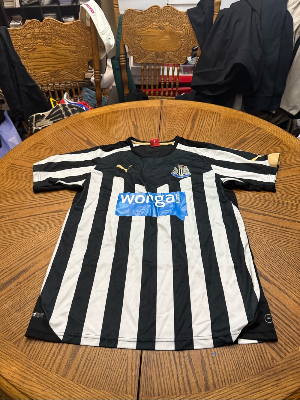 Puma Black & White Striped Newcastle United Jersey with Blue Sponsor